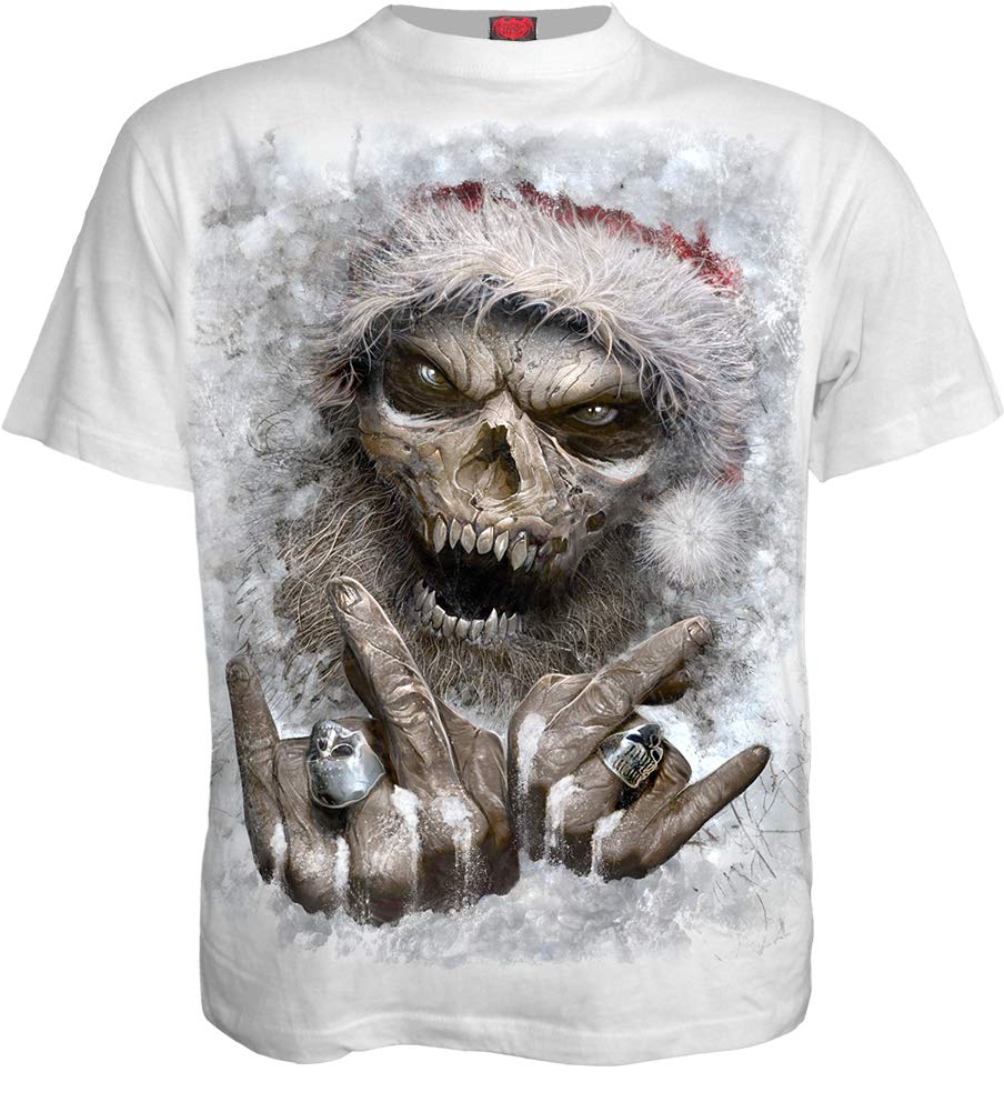 Spiral Men's White - Rock Santa - T-Shirt - Xxl