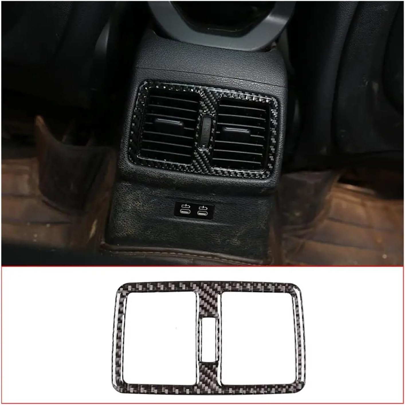 GERRIT Car Accessories Fit for BMW X1 F48 2016-2019 Carbon Fiber 3D Sticker Rear Row Air Conditioning Vent Frame Trim Interior Upholstery Care