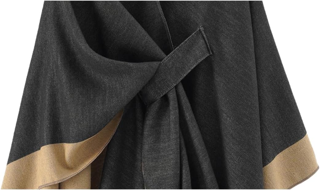 Aedvoouer Women's Plaid Shawl Wraps Open Front Poncho Sweater Oversized Cape Cardigan Shawls for Fall Winter - Image 4