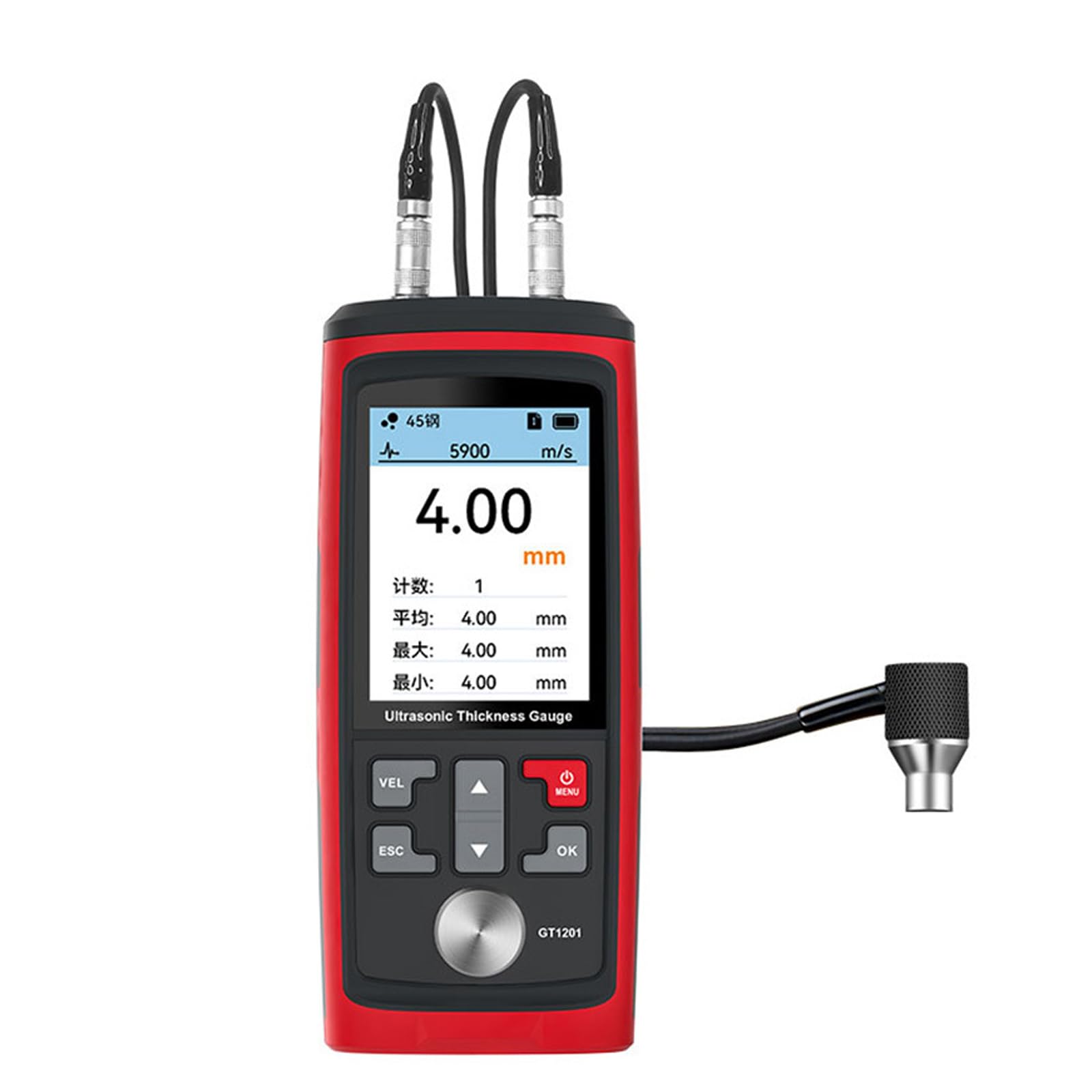 Thickness Gauges 1.0 to 300Mm Ranges 0.5 Accuracy Color Screen Data Storage for Metal Glass Ceramic Inaudible Thickness Measure
