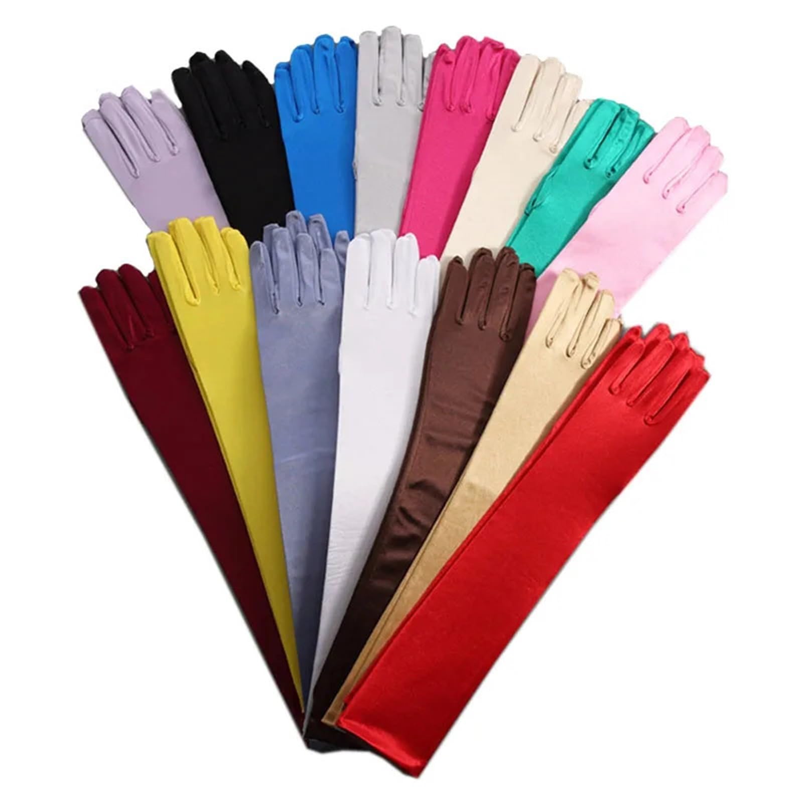 2 paia di guanti lunghi in raso elasticizzati da donna eleganti sera for matrimoni e feste