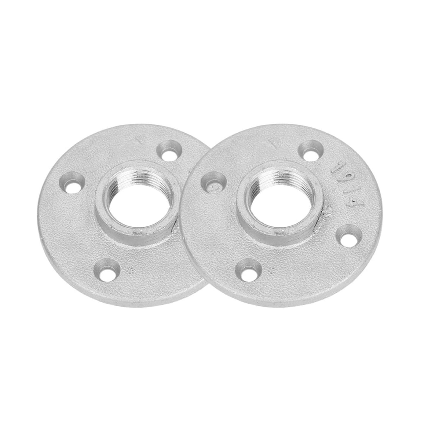 Ozliyy Silver 10Pcs Iron Pipe Fittings Wall Mount Floor Antique Dn20 4 Holes Flange Base Hardware Tool 3/4 Inch British Screw Thread Flanges