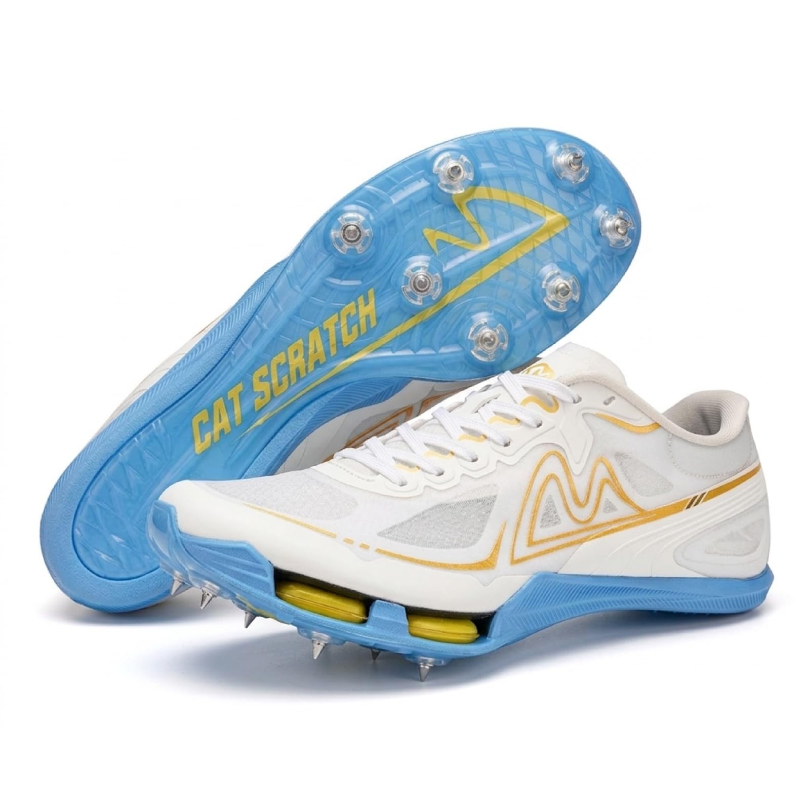 Sonic Cat Track and Field Shoes Men’s Spikes Sneakers Air Cushion Full-Length Carbon Plate Track Race Jumping Sneakers Women’s Professional Running