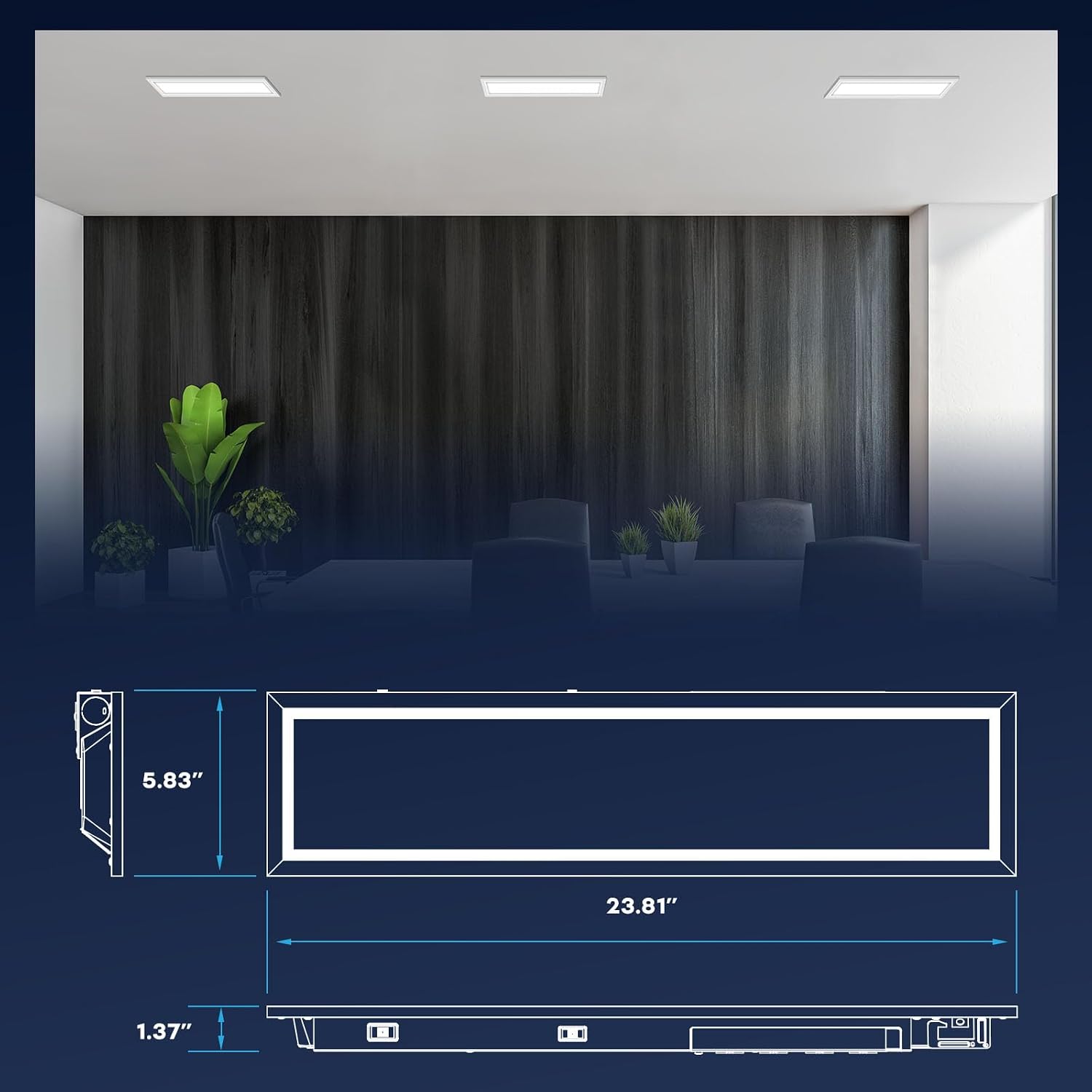 LUXRITE 6x2 FT LED Recessed Backlit Panel, 4CCT Color Selectable 3000K 3500K 4000K 5000K, Wattage Selectable 13W/16W/20W, Up to 2200LM, LED Drop Ceiling Lights, 0-10V Dimmable, DLC & UL (4 Pack)