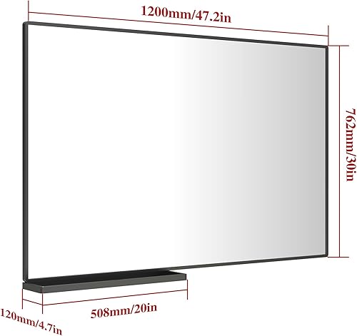 Miniatura 20 de Espejo de pared de 36 x 24 pulgadas, moderno espejo de baño negro con marco de aluminio, espejo de pared rectangular, espejo de tocador para baño