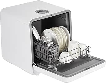 Countertop Dishwasher, Mini Dishwasher with Faucet & Manual Water Tank(5L) Modes Water Inlet, Compact with More Space Inside,6 Programs Ideal for RV & Apartments, No Hookup Needed