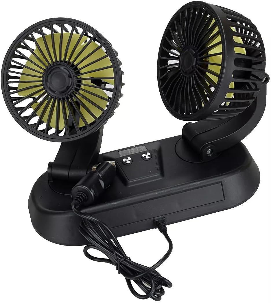 Auto Replacement Parts Car Truck Auto Dash Cooling Fan Dual Head Rotable & Cigarette Lighter Socket 12V Easy Repairs