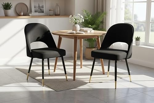 Miniatura 13 de DUOMAY Juego de 4 sillas de comedor modernas con respaldo abierto, silla tapizada de terciopelo sin brazos con marco de metal para cocina, comedor,