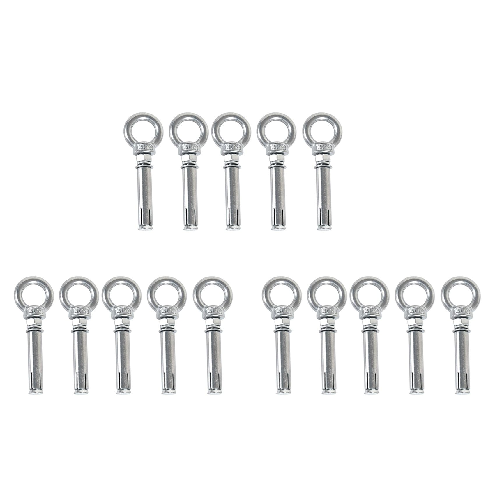 Jnchdghwa Silver 15Pcs M8 X 60Mm Expansion Bolt Anchor Bolt 304 Stainless Steel Ring Lifting Anchor Eye Bolt Expansion Eyebolt