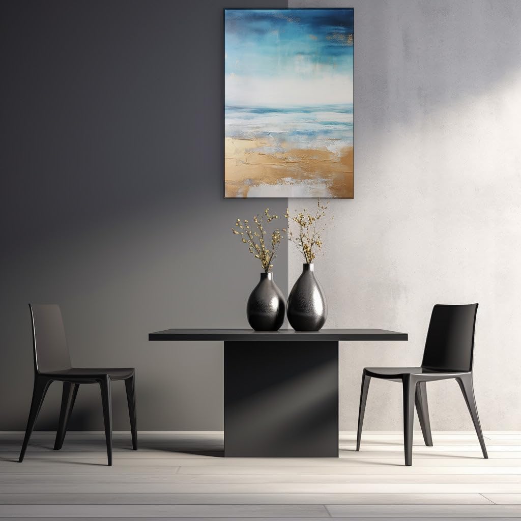 Canvas for Living room. Embracing Serenity: An Abstract Vision of Seaside Tranquility, 27 x 18 inch Canvas Wall Art - Contemporary Masterpieces - Modern Home Decor