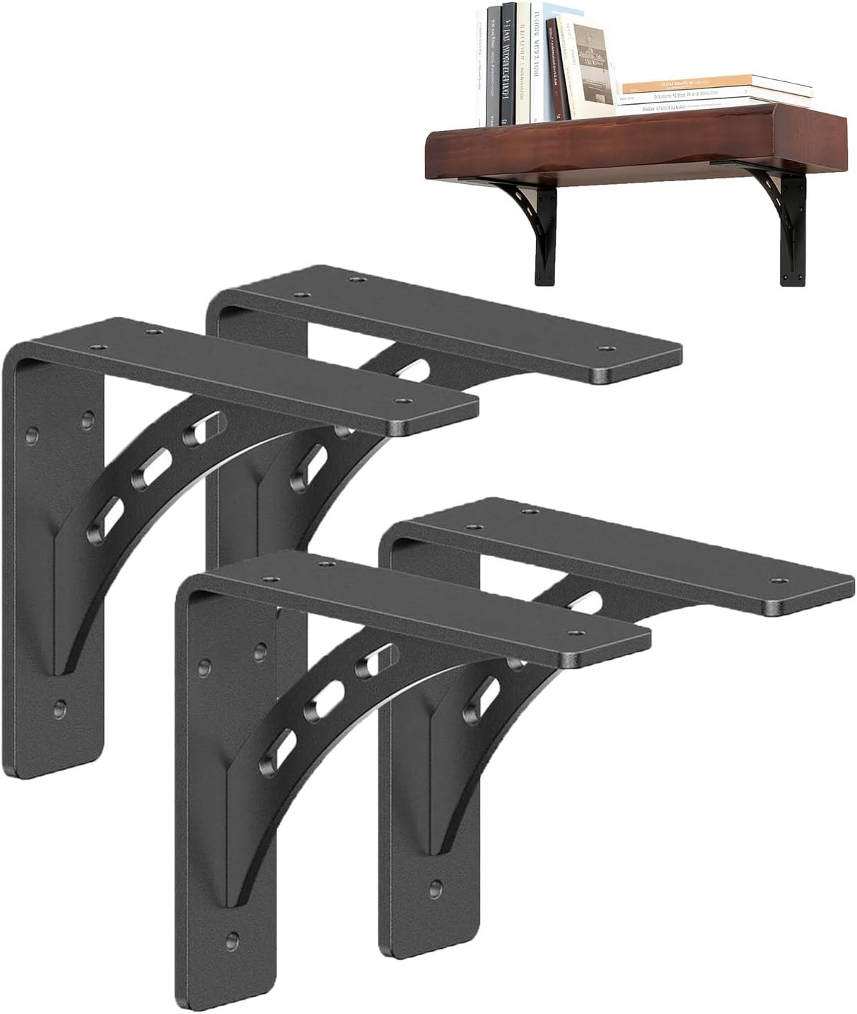 6x5 Inch Shelf Brackets, Heavy Duty Metal Mantel Brackets Set of 4 for Fireplace, Countertop Support, Right Angle Bracket 1000 lbs Load Capacity