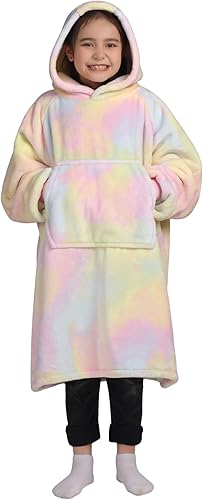 Miniatura 27 de Waitu - Sudadera tipo manta, para regalar a hombre o mujer, muy cálida y acogedora, gigantesca, con capucha, de gruesa franela, con mangas y un Negro