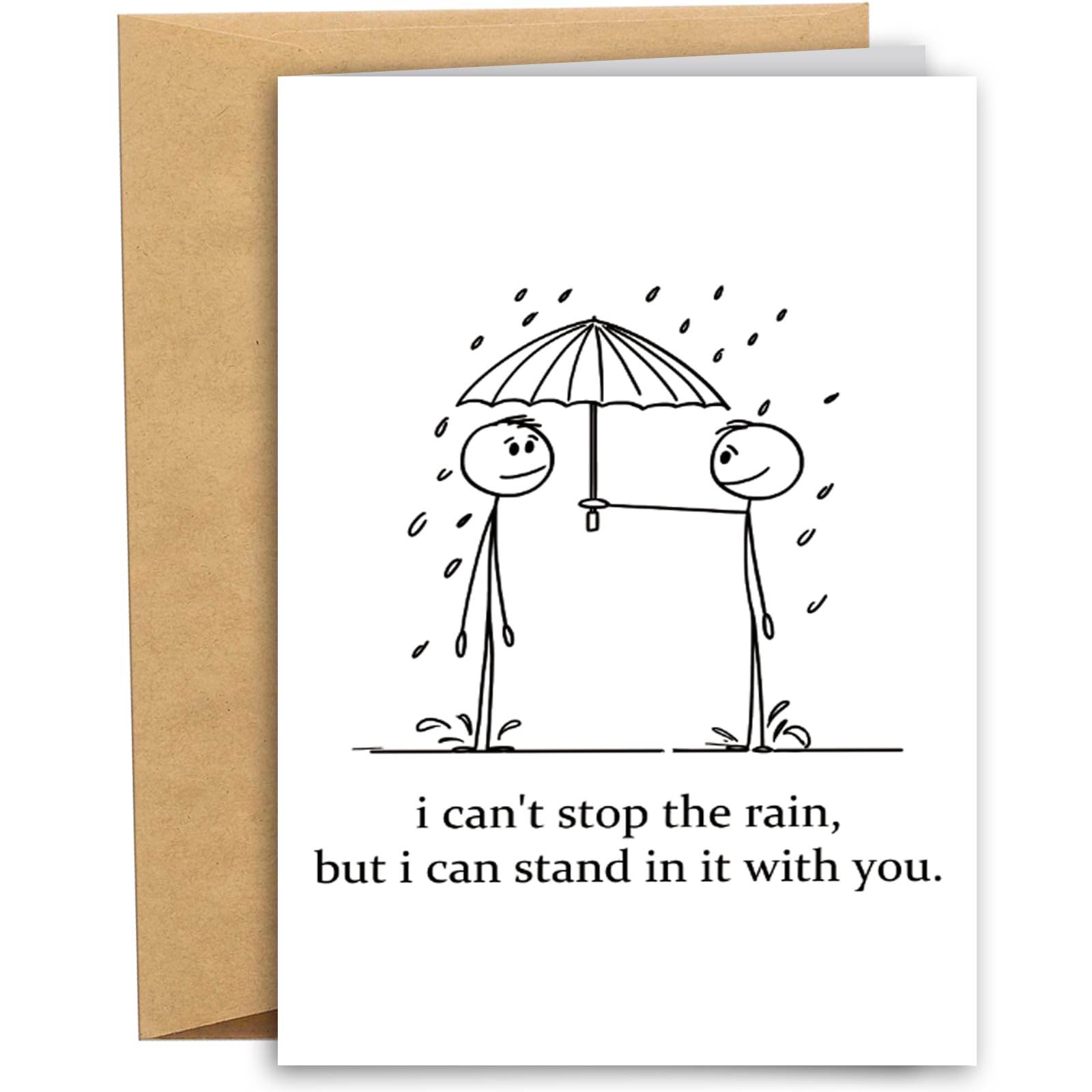 RYYike Encouragement Card for Him Her, Get Well Soon Card for Friend, Support Card for Sister Brother, I Can't Stop The Rain but I Can Stand in It