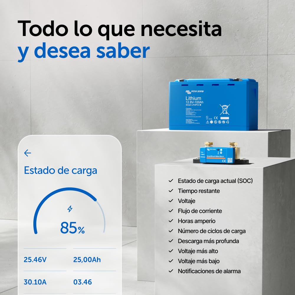 Victron Energy SmartShunt IP65 Monitor de Batería de 500 amperios (Bluetooth)