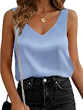 Cicy Bell Women's Satin Tank Top V Neck Sleeveless Tops Summer Chiffon Blouse Tops Casual Cami Shirt