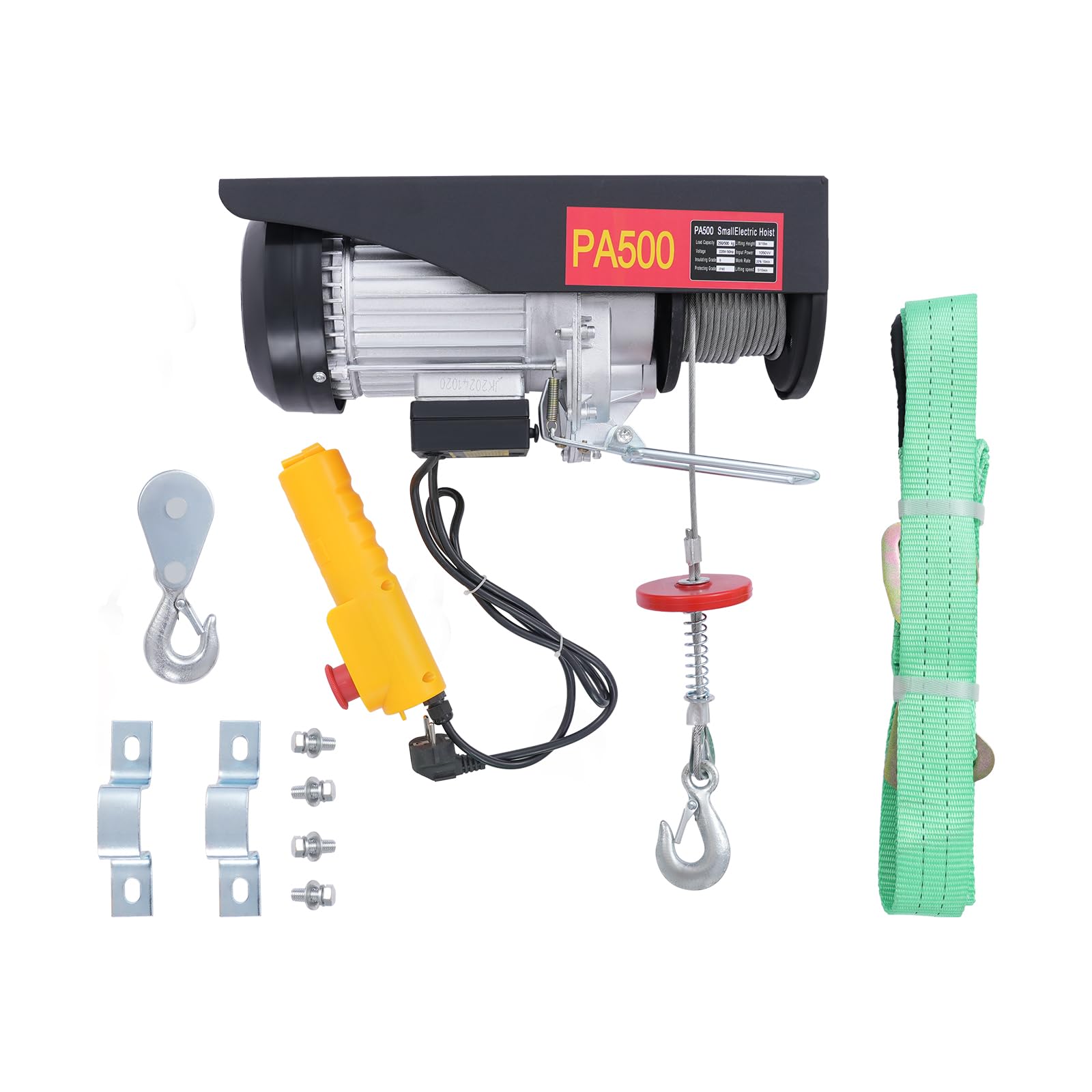 Elektrischer Flaschenzug Hebezug Seilhebezug mit 1050W Aluminiummotor, Elektrohebezeug Seilzug Motorwinde Kettenzug mit Stahldrahtseil, Elektrische Flaschenzugsystem mit Kabelfernbedienung