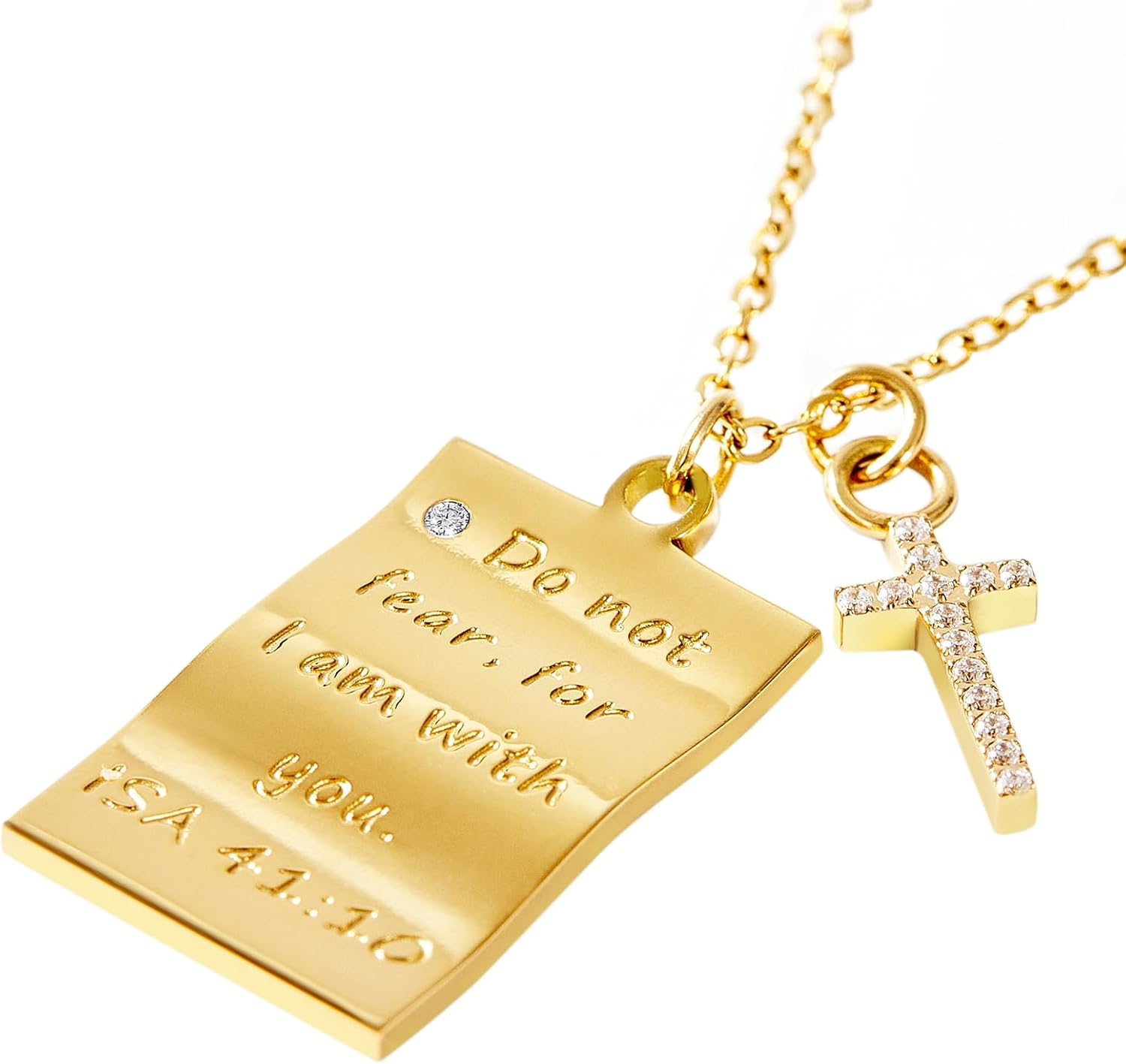 Christian Necklace for Women Bible Verse Pendant with Dainty Diamond Cross Necklace for Women 18k Gold-Plated Necklace for women Religious Jewelry for Faith Inspirational Gift for Women
