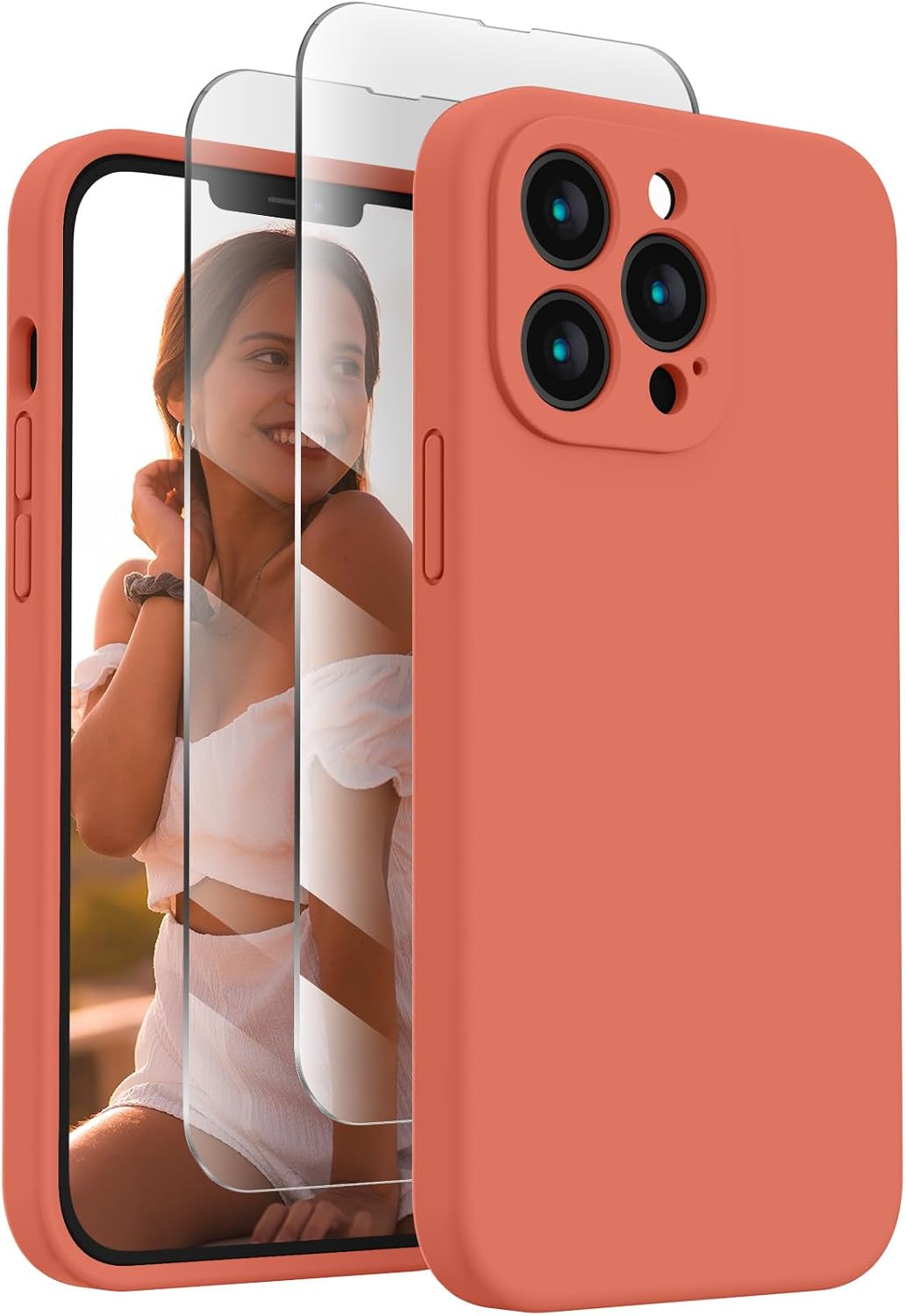  Designed for iPhone 13 Pro Max Case, 6.7", Pink Pomelo | Silicone Upgraded [Camera Protection] Phone Case, with Soft Anti-Scratch Microfiber Lining Inside