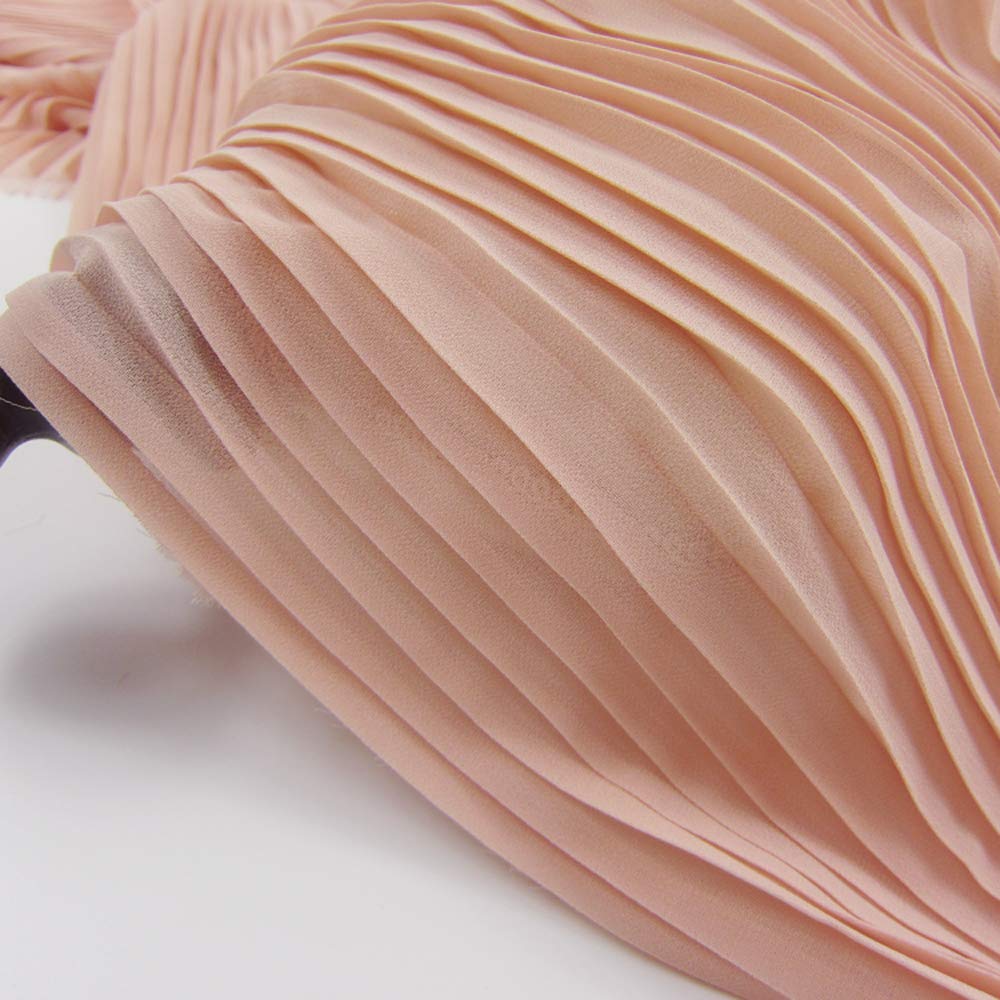 Xin.in Nude Apricot 3 Meters 150Cm 59" Wide Ivory Ruffled Pleated Pearl Chiffon Fabric Dress Clothes Cloth Materials Diy Sewing Craft Lx148 (Nude Apricot)
