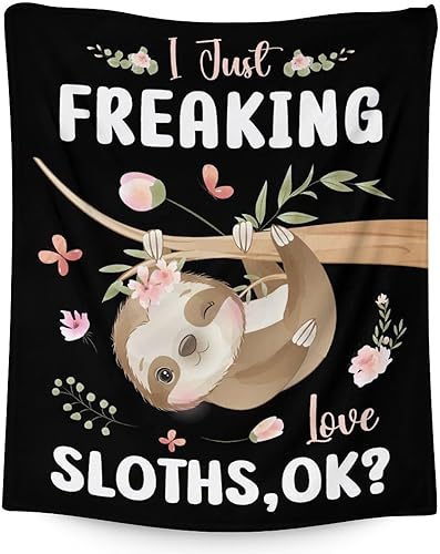 Miniatura 1 de Manta de perezoso para niñas, tamaño de cuna de 40 x 50 pulgadas, manta de felpa suave y mullida, regalo de manta negra linda para sofá y sofá