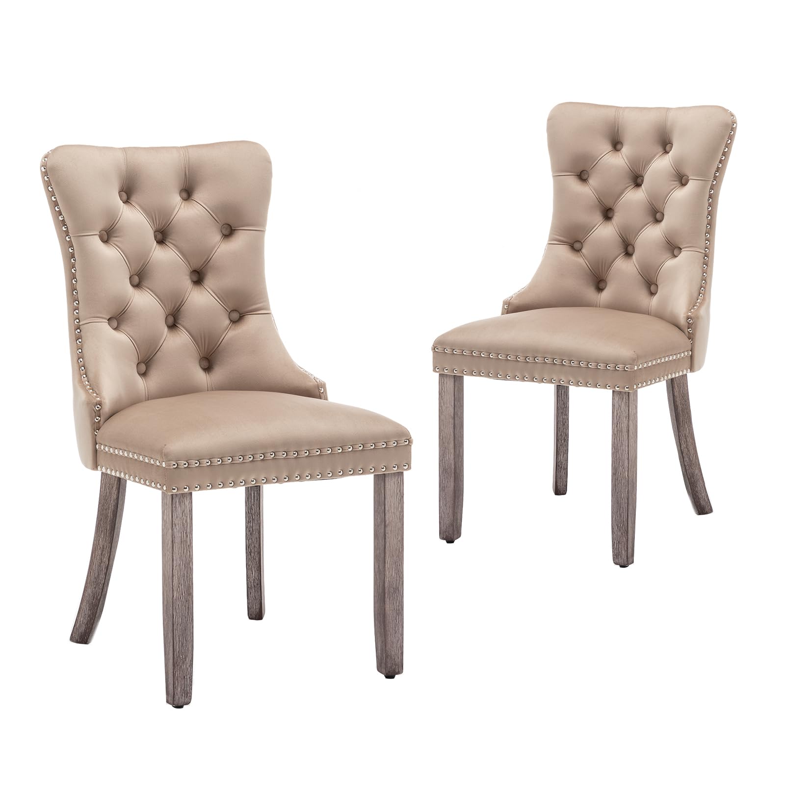 Hixkol Velvet Dining Chairs Set of 2,Upholstered Dining Chairs with Ring Pull Trim and Button Back,Modern Seating for Kitchen, Bedroom & Living Room(