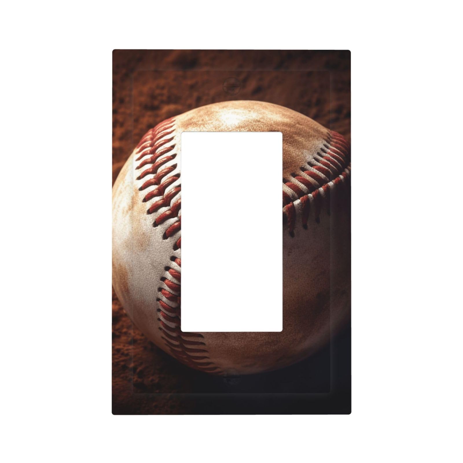 1-Gang Decorator Wall Plate Baseball Light Switch Cover Single Gang Receptacle Outlet Wall Plate Mid Size 5" x 3" Wallplate Unbreakable Polycarbonate Outlet Faceplates Covers