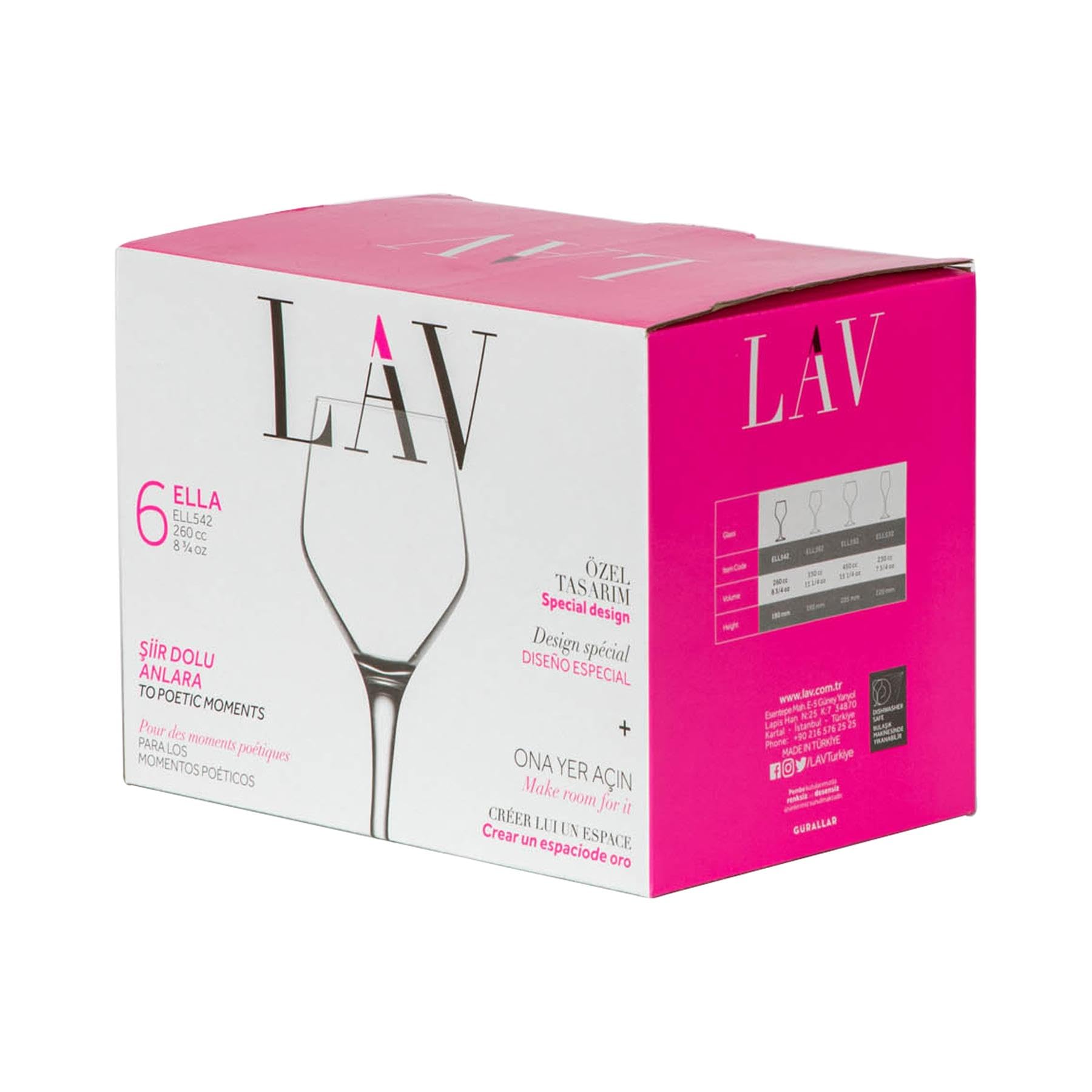 LAV Lot de 12 Verres à vin Blanc Ella Transparents de 260 ML – Petit Verre Lavable au Lave-Vaisselle pour Mariage Noël fête d'anniversaire Verres à Boire Coffret Cadeau