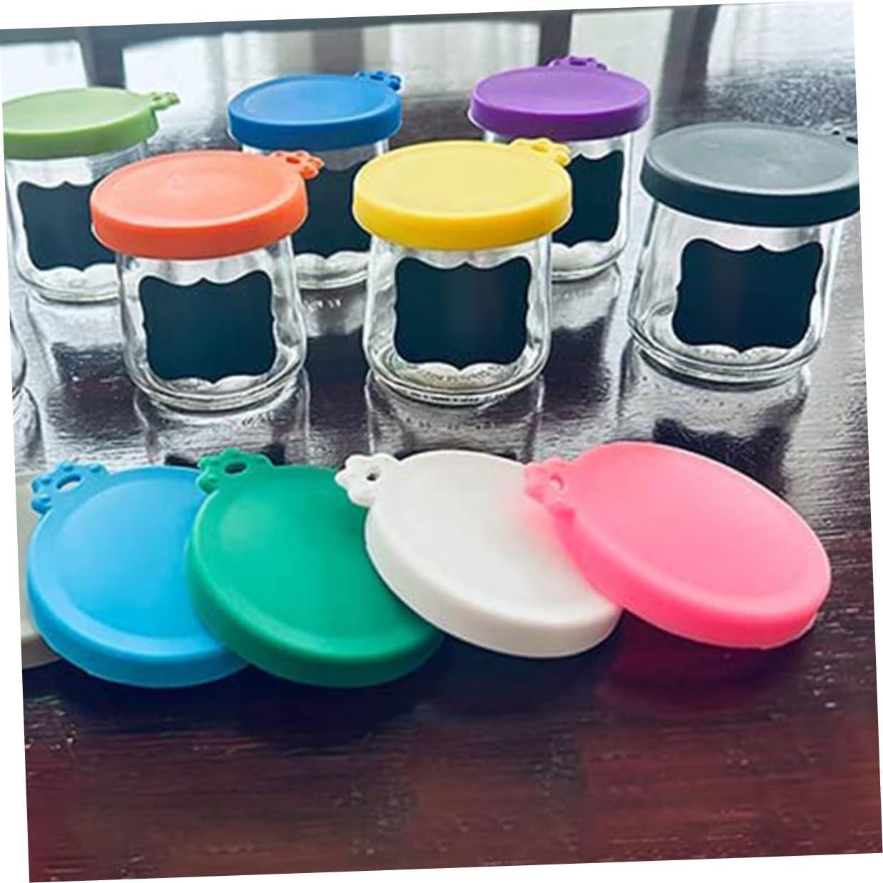Yardwe 4pcs Silicone Pet Food Can Covers Set, Airtight Seal Lids for Dog and Cat Food Cans, Reusable Fresh-keeping Tops with Colorful Yellow, Green, Pink, and Light Blue for Pet Feeding image 5