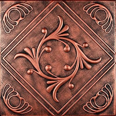 A la Maison Ceilings R02 Diamond Wreath Pre-Painted Foam Glue-up Ceiling Tile (256 sq. ft./Case), Pack of 96, Antique Copper