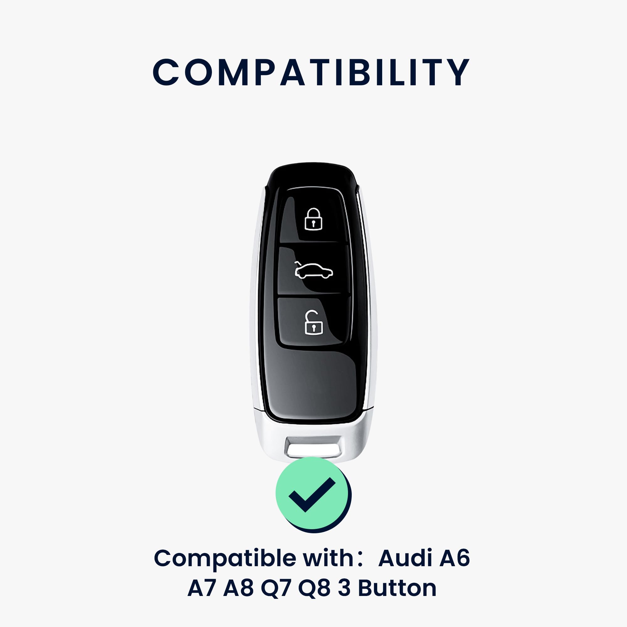 kwmobile Pokrowiec na kluczyk samochodowy kompatybilny z Audi A6 A7 A8 Q7 Q8 3-przyciskowy kluczyk samochodowy Keyless Case - Obudowa kluczyka samochodowego - Etui na klucze w kolorze matowej czerni