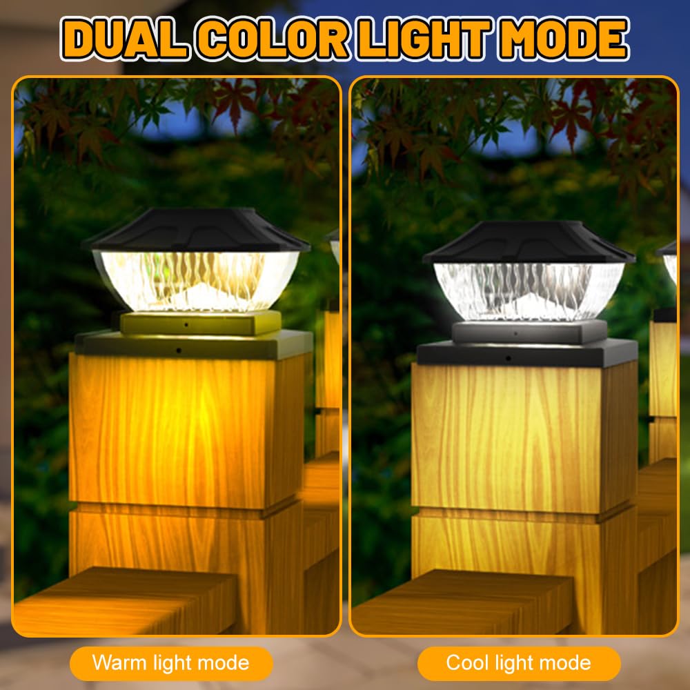 2 Lampes Solaires Siedinlar Pour Poteaux Bois - Éclairage Jardin Étanche IP65, Blanc Froid