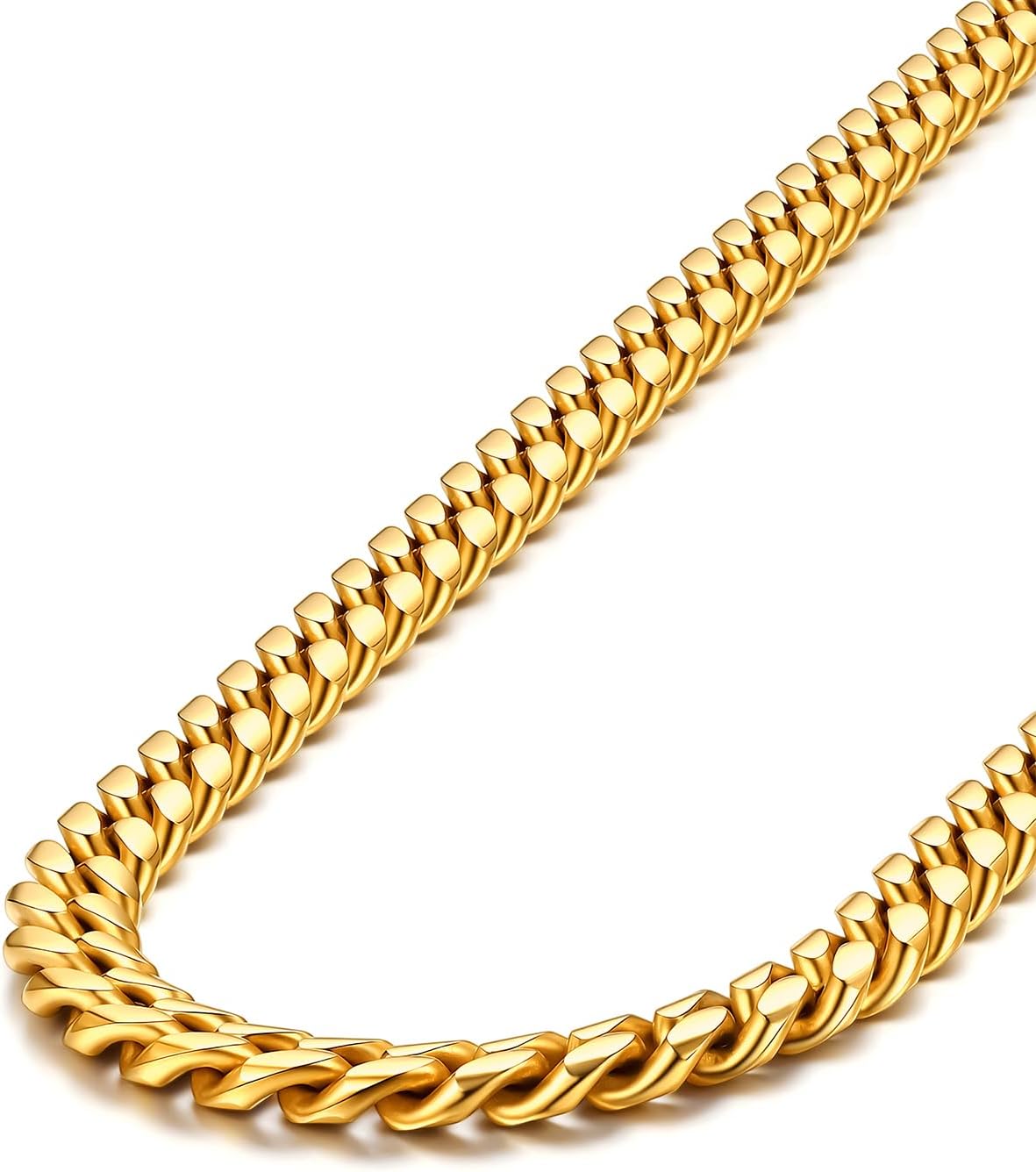 Stainless Steel Cuban Link Chains for Men, 4.8/6/10/14mm Width Cuban Chain Necklace, Black/18K Gold Plated/Silver No Tarnish Chains Jewelry for Men, 18-30 inch Length Hip Hop Miami Necklace, Send Gift Box