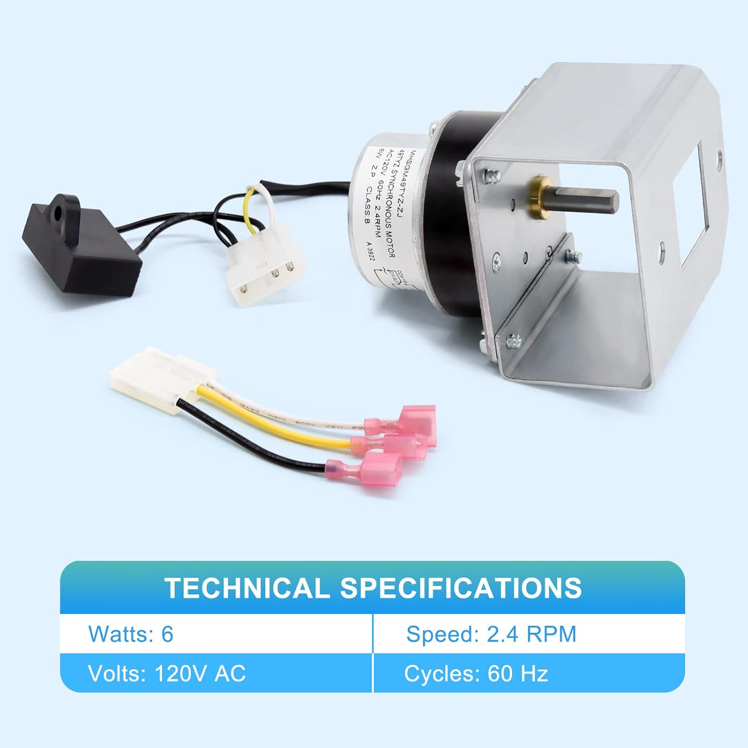 Adviace 812-4421 Auger Feed Motor for Quadrafire Classic Bay 1200, Castile, Santa Fe Pellet Stove, 2.4 RPM Auger Motor for Heatilator CAB50, PS50 Pellet Stove. (with Bracket)