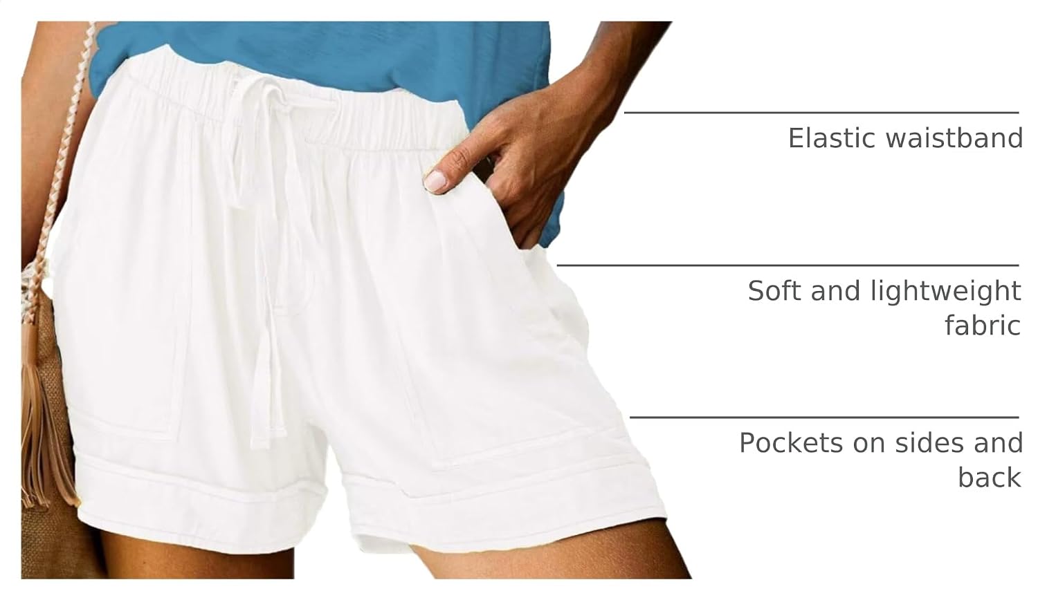 ANFTFH Womens Casual Shorts Summer Drawstring Elastic Waist Comfy Shorts with Pockets