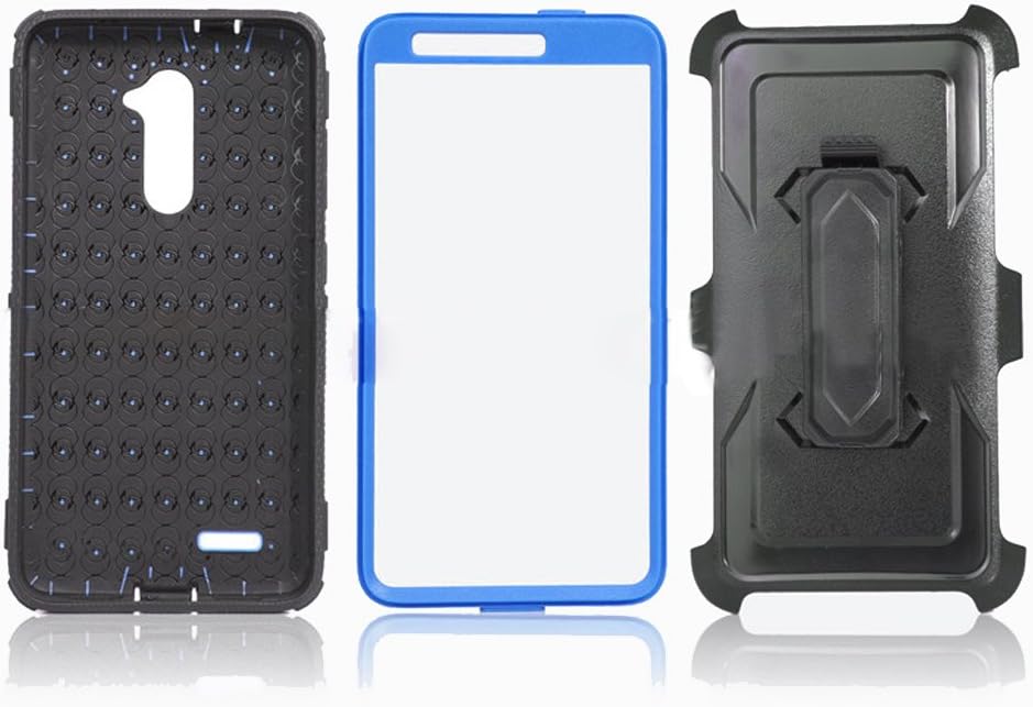 J.west Compatible with ZTE ZMax Pro Case, Belt Clip Kickstand Heavy Duty Full-Body Rugged Protection Impact Armor TPU Hard Case Cover Without Screen Protector for ZTE Zmax Pro Z981/Grand X Max 2 Blue