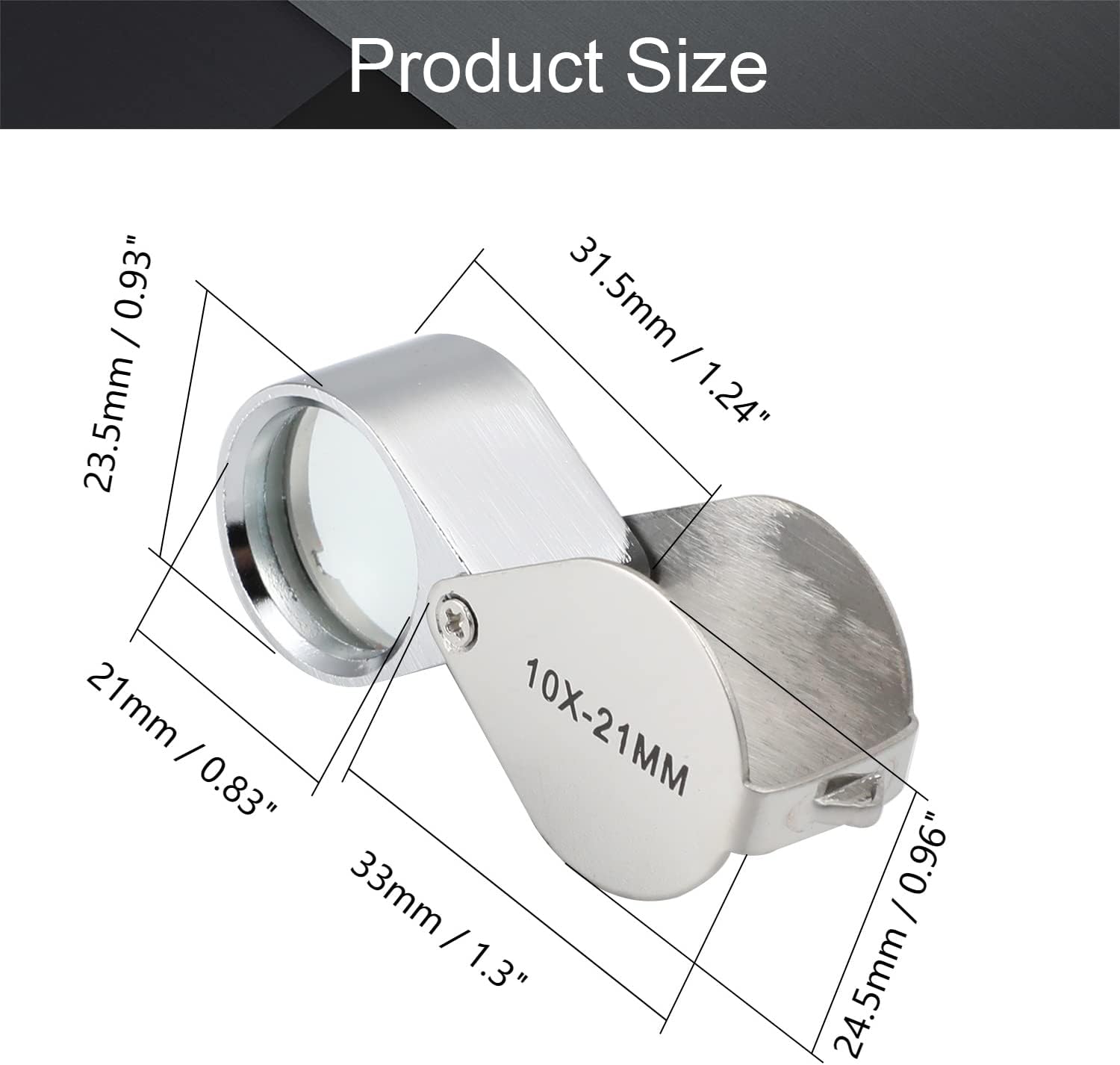 Othmro 1Pcs 30X Magnifying Glass, Diameter 0.83inch Mini Microscope Jewelry Eye Loupe Magnifier, Silver Magnifying Glass Powerful Doublet, Chrome Plated, Round Body Jewel Loupe for Stamps : Everything Else