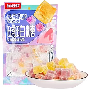 Eating Jewels Amber Sugar Candy Crispy on the outside, soft on the inside, in a jewel-like shape, enjoy various fruit flavors, Chewy Candy Jewels, Sugar, Colorful, Snack, Fruit Juice Sugar 100g*1