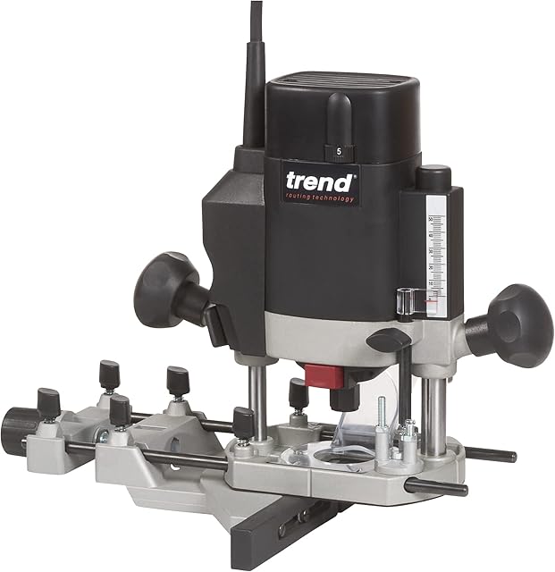 Trend T5 1/4 Inch Variable Speed Workshop Router, Perfect for Hinge Cutting, Dovetailing & Timber Profiling, 1000W, 240V, Black, T5EB/MK2