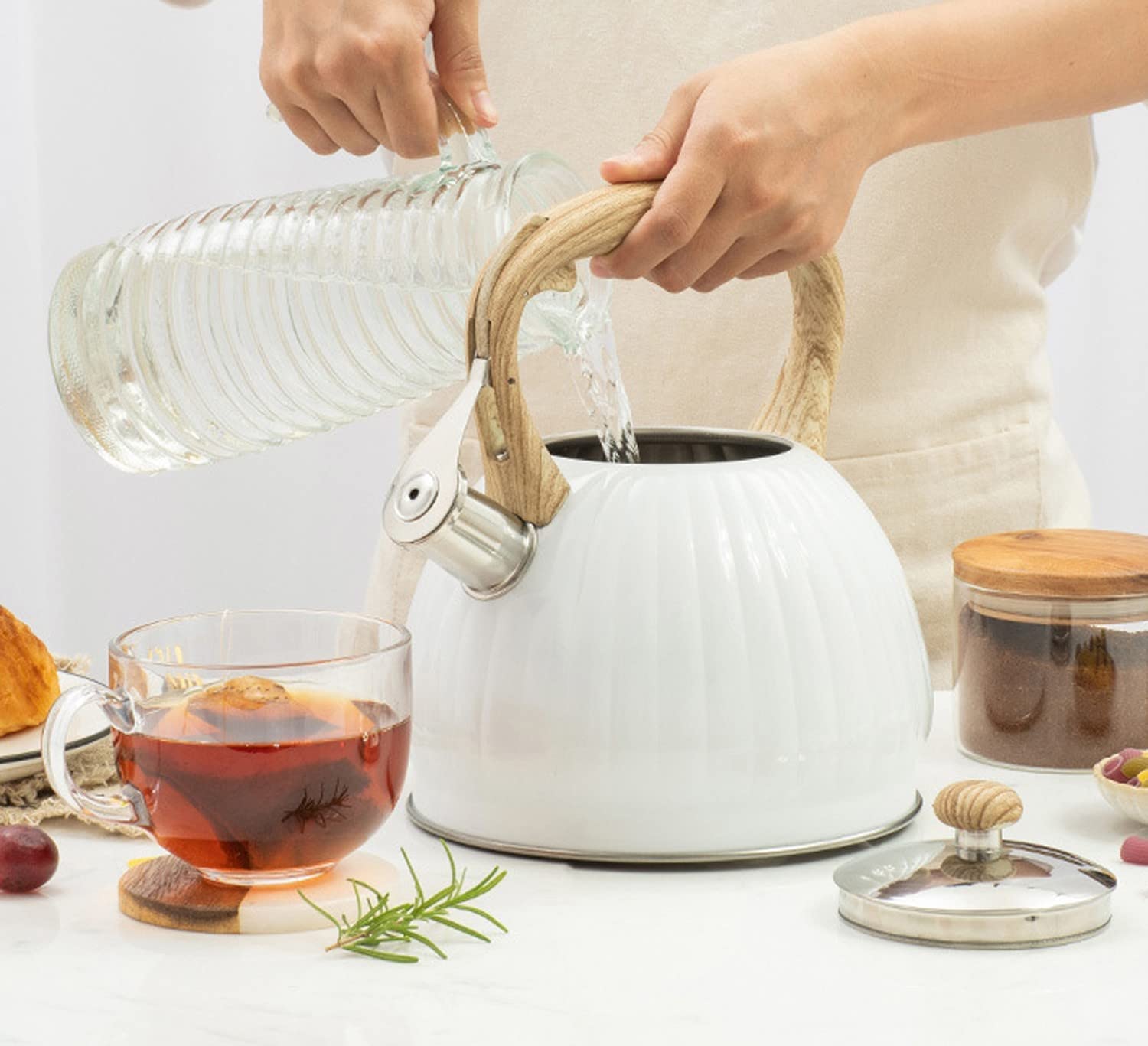 Tetera Tipo Cocinas Hervidor Con Silbato De 3,5 L, Tetera Acero Inoxidable, Cocina Para Estufa Gas, Inducción Calentar Agua Té