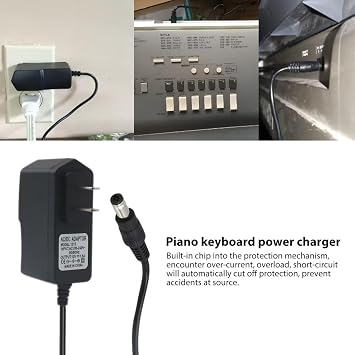1x 12V Keyboard Power Adapter for Yamaha PA-5D PA-6 PA-1 PA-1B PA-4 PA-130 Adapter for Yamaha Keyboard PSR-273, PSR-275, PSR-280, 3M Long Cord, Black by YTXXDEUS