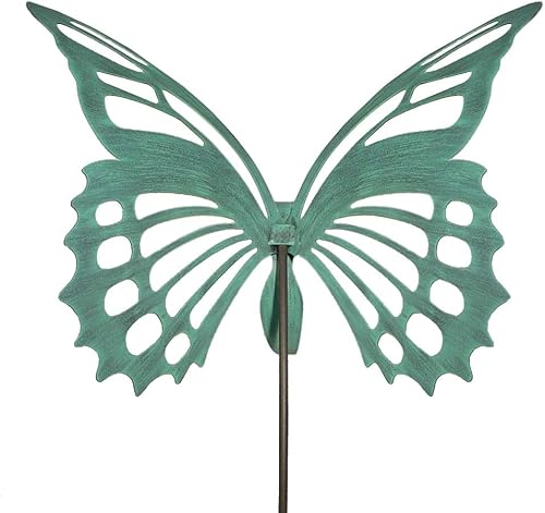 Miniatura 2 de Escultura/estaca grande de jardín de mariposas hechas en Estados Unidos - Verdi Green