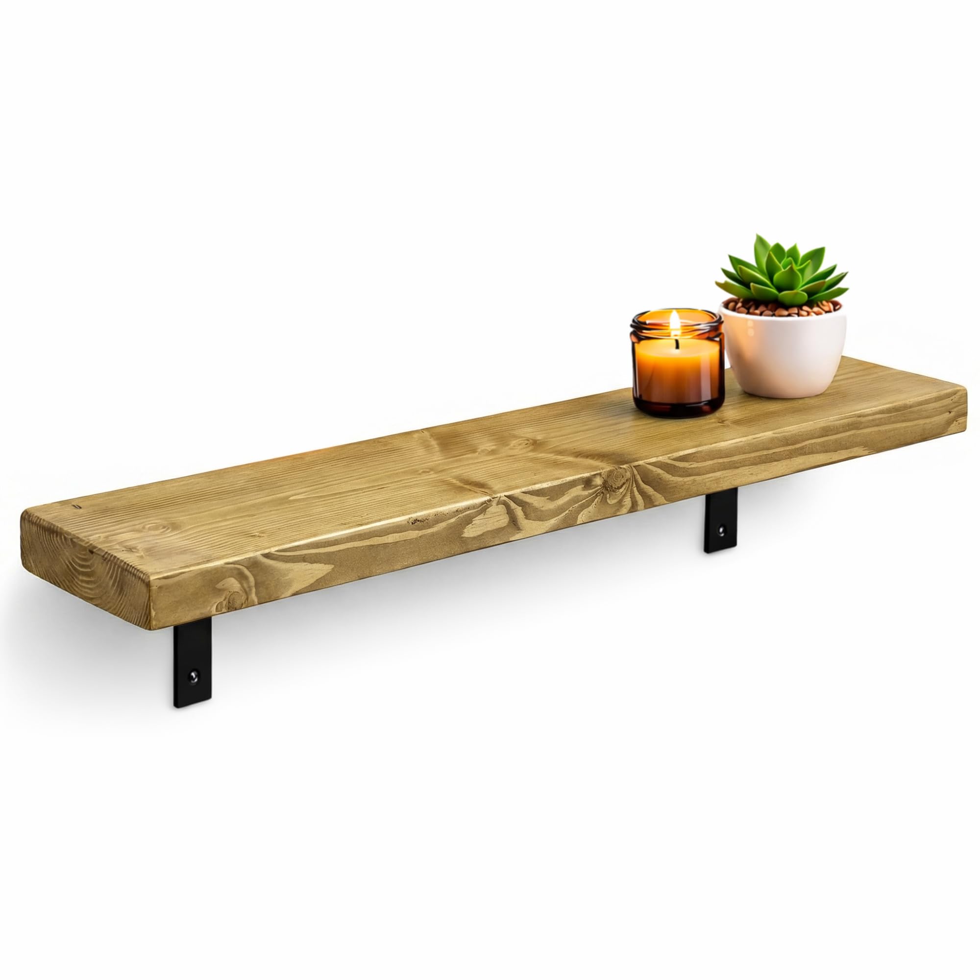 MKGT Radiator Shelf Solid Wood with Brackets | Rustic Wood Above Radiator | Radiator Cover Shelf for Hallway & Living Room – UK Handmade (Dark Oak, 90 cm)