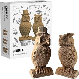QBRIX 2 Owls 3D Puzzles for Adults, 3D Model Kit for Teens, DIY Crafts for Home Decor, Original Gift for Boys&Girls, Cardboard Model Building Kit,14+ Craft Kit