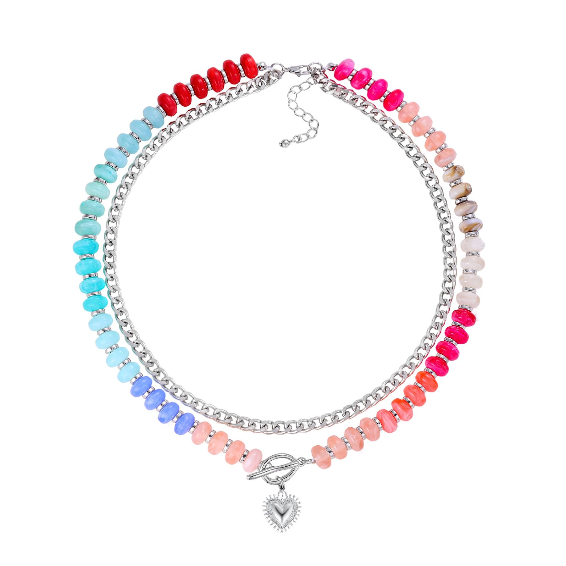 Collana a strati con perline a forma di cuore placcata oro 14 K