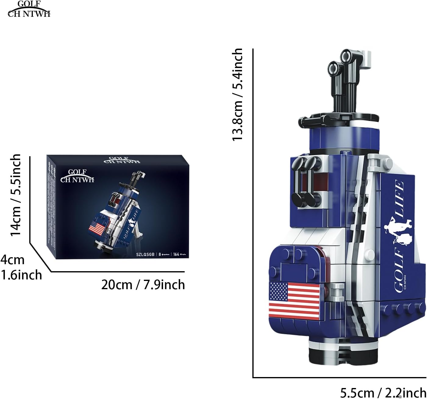 Golf Bag Toy Building Set Compatible with Lego Golf - Golf Party Decor, Desk Decor, Gag Golf Gift