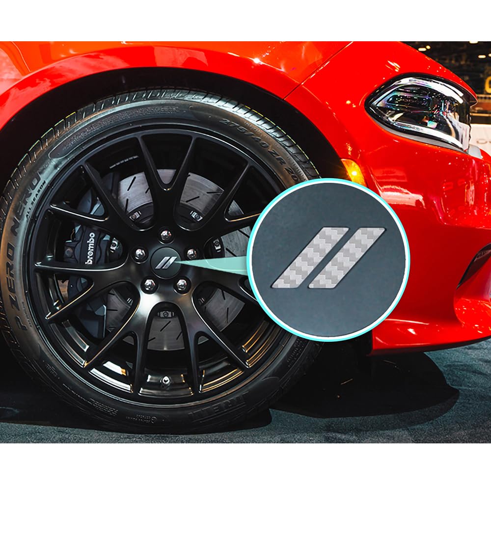 IPG Compatible for Dodge Charger Challenger Durango Wheel Center Cap Decal Sticker Wrap Kit Personalize Your Vehicle (Inner Logo, Silver Carbon Fiber)