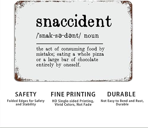 Miniatura 4 de Snaccident - Letrero de metal con definición de accidente de refrigerio, vintage, divertido, para cafetería, bar, garaje, hombre, cueva, patio,