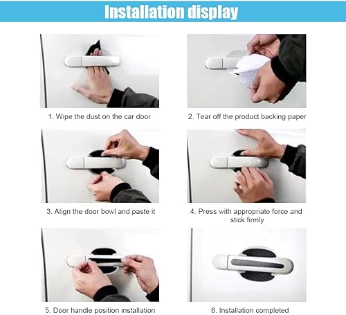 Miniatura 8 de 8 protectores contra arañazos para manija de puerta de automóvil, calcomanía de fibra de carbono para manija de puerta de automóvil, cubierta