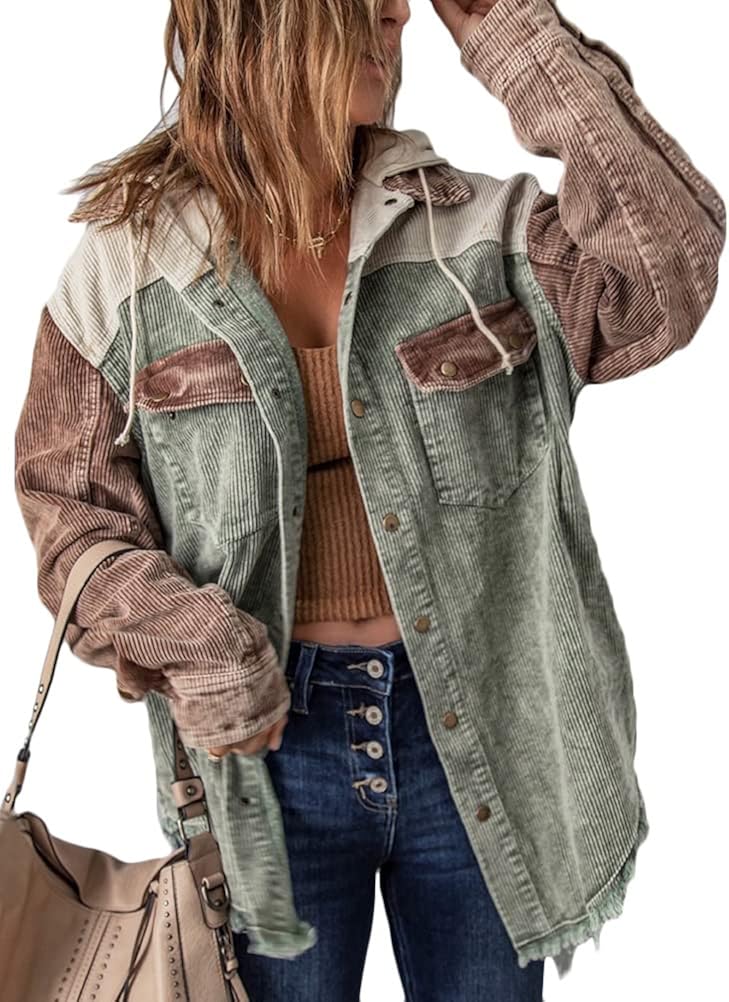 shownicer Women's Cord Shirt Long 