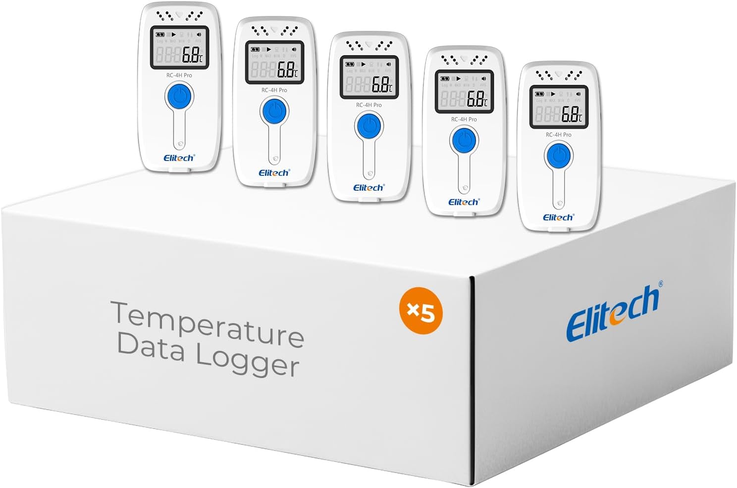 Digital Temperature Data Logger Medical Refrigerator Thermometer Vaccine Fridge Temperature Monitor, RC-4, 5 Pack